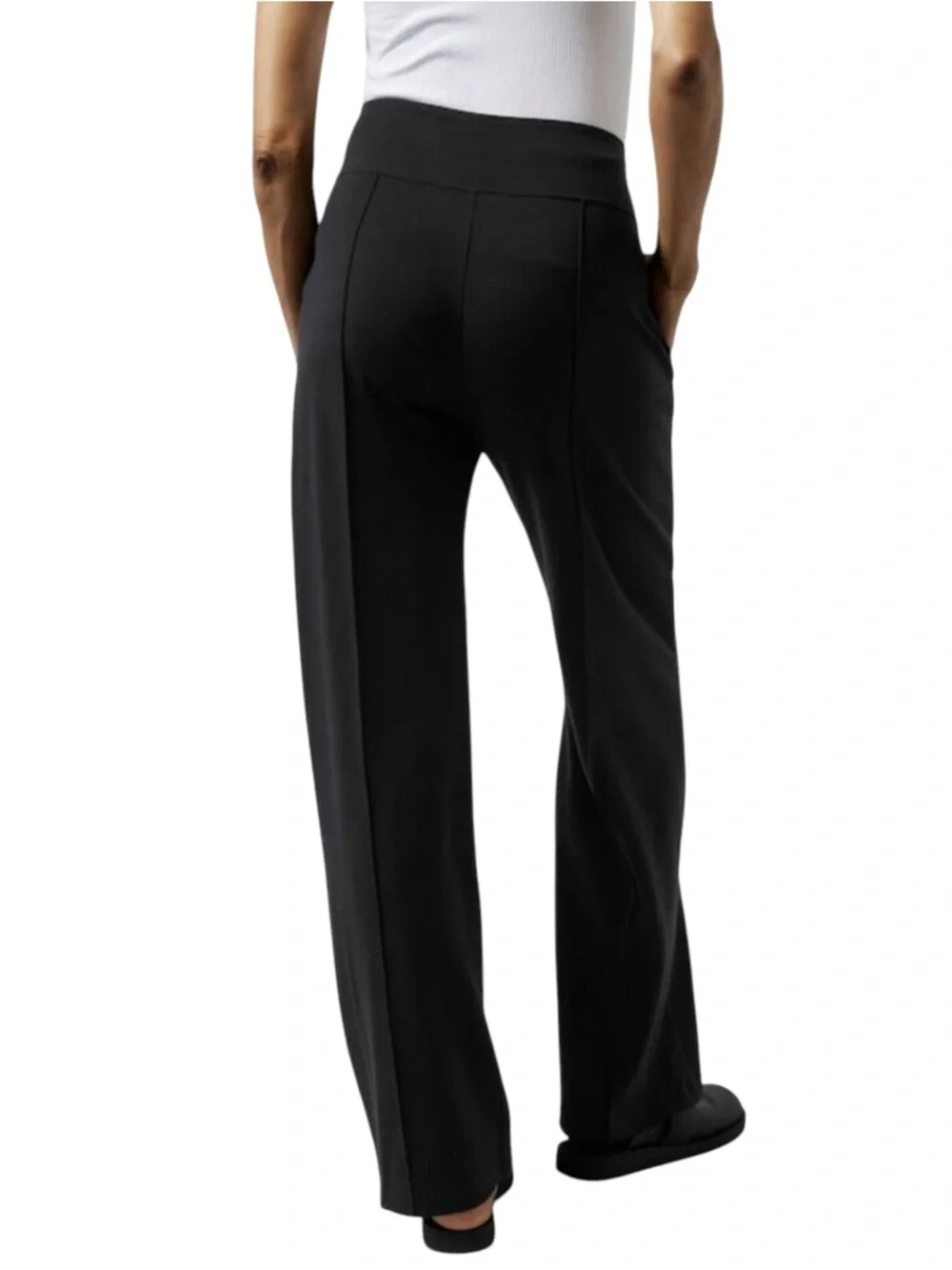 Athleta Eastbound Black Boot-Cut Ponte Pull-On Pants, size 8 - Picture 3 of 7